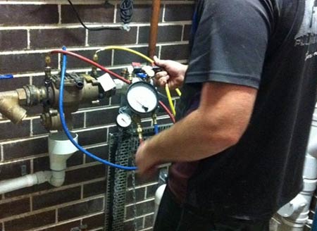 one of our techs is working on backflow testing